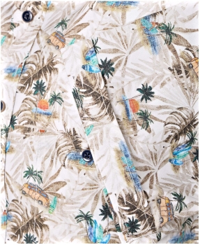 Casa Moda Kurzarmhemd beige multicolor Palmen Print Shorter Style