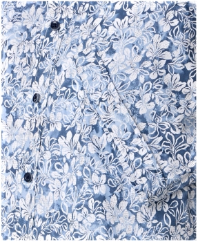 Casa Moda Comfort Fit Kurzarmhemd blau weiss Floralprint