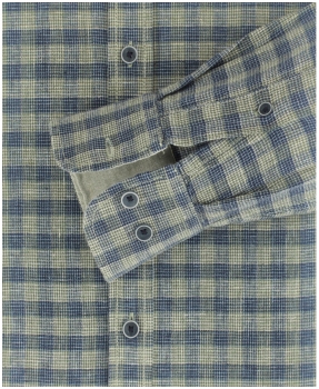 Casa Moda Casual Fit Langarmhemd Shorter Style Leinenedition grün blau Karo