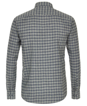 Casa Moda Casual Fit Langarmhemd Shorter Style Leinenedition grün blau Karo