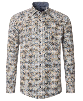 Casa Moda Casual Fit Langarmhemd beige multicolor Print Tupfen ÄL 72cm