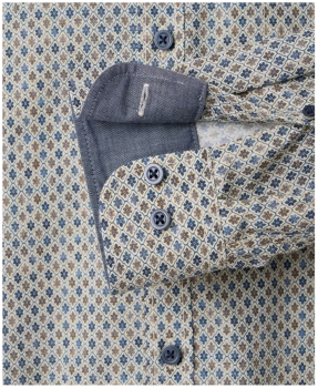 Casa Moda Casual Fit Langarmhemd beige braun blau Miniprint ÄL 72cm