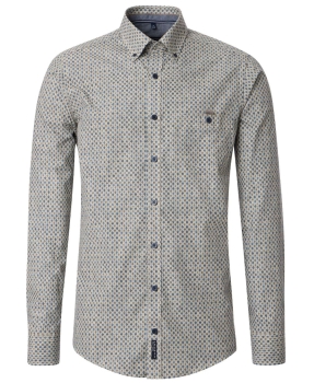 Casa Moda Casual Fit Langarmhemd beige braun blau Miniprint ÄL 72cm