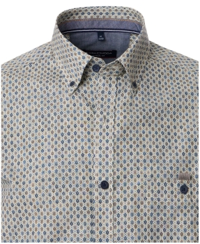 Casa Moda Casual Fit Langarmhemd beige braun blau Miniprint ÄL 72cm