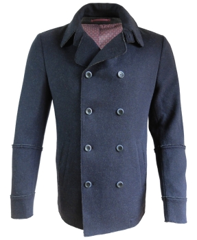 Geb. Weis maskuliner Caban Pea Coat dunkelblau