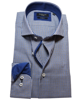Giordano Langarmhemd Modern Fit in blau braun Minimuster