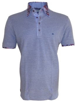 Giordano Poloshirt blaumelange mit doppeltem Button-Down-Kragen Uni Floral