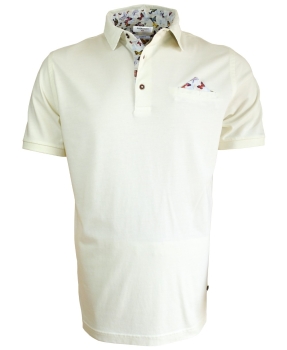 Giordano Polo Shirt mit Brusttasche in creme und Ziertuch multicolor