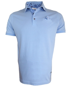 Giordano Polo Shirt mit Brusttasche und Ziertuch in hellblau