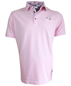 Giordano Polo Shirt mit Brusttasche und Ziertuch in rosa