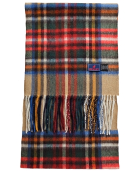 Hemley Schal Wolle Kaschmir in beige multicolor englisch Karo 30x196 cm
