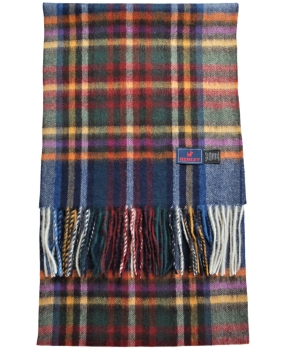 Hemley Schal Wolle Kaschmir in dunkelblau multicolor englisch Karo 30x196 cm