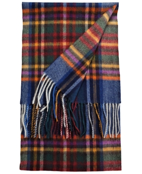 Hemley Schal Wolle Kaschmir in dunkelblau multicolor englisch Karo 30x196 cm