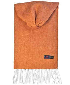 Hemley Schal Wolle Kaschmir in orange melange Fransen wollweiss 30x185 cm