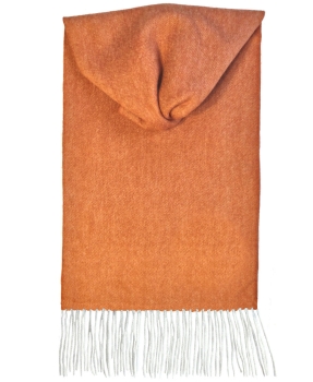 Hemley Schal Wolle Kaschmir in orange melange Fransen wollweiss 30x185 cm