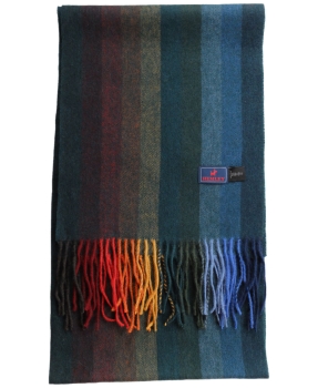 Hemley Schal Wolle in grün multicolor Streifen 30x196 cm