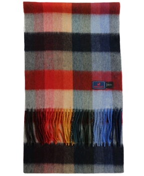 Hemley Schal Wolle in rot multicolor Blockkaro 30x196 cm