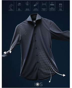 IOS Langarm Shirt Slim Fit Jersey superstretch weiss Haikragen