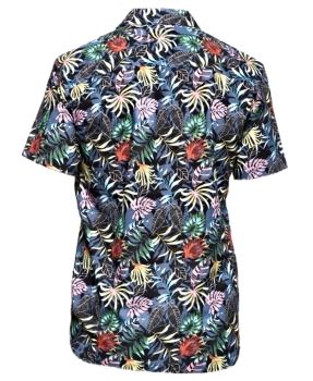 Impulso Kurzarmhemd dunkelblau mit Print in multicolor