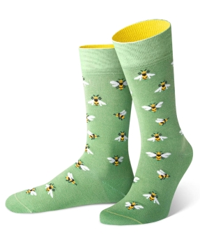 von Jungfeld 1 Paar Socken in hellgrün Motiv Biene