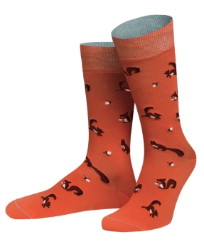 von Jungfeld 1 Paar Socken in orange Motiv Eichhörnchen