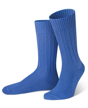 von Jungfeld 1 Paar Winter Herrensocken Rippstrick in mittelblau