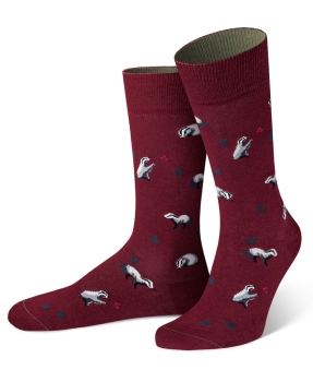 von Jungfeld 1 Paar Socken in bordeaux Motiv Dachs