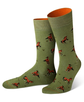 von Jungfeld 1 Paar Socken in grün Motiv Pferd