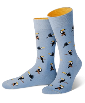 von Jungfeld 1 Paar Socken Motiv Tukan in hellblau multicolor