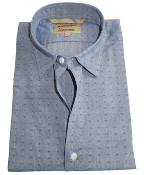 LOOM Langarmhemd Slim Fit in blau melange Minimaldesign