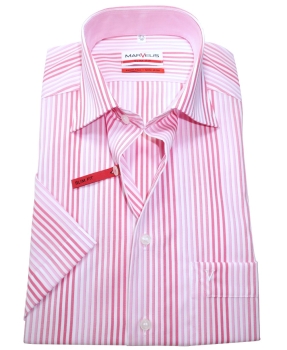 Marvelis Slimfit Kurzarmhemd in rosa rot weiss Streifen