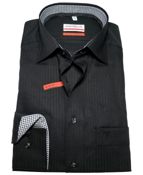 Marvelis Slim Fit Langarmhemd Webstreifendesign in schwarz