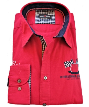 Marvelis Freizeithemd Langarm in rot marine weiss