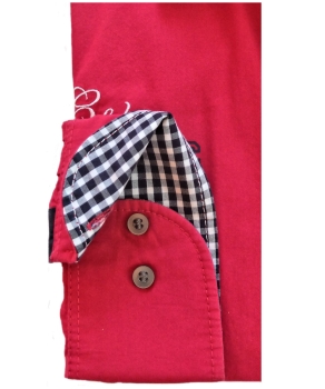 Preview: Marvelis Freizeithemd Langarm in rot marine weiss