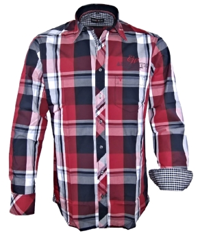 Marvelis Freizeithemd Langarm in rot marine weiss