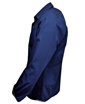 Preview: Marvelis Freizeithemd Langarm Alpin in dunkelblau mit Patches