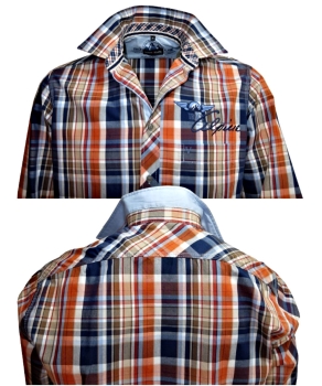 Preview: Marvelis Freizeithemd Langarm in blau terra weiss Karo