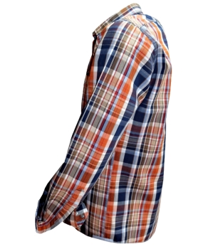 Preview: Marvelis Freizeithemd Langarm in blau terra weiss Karo