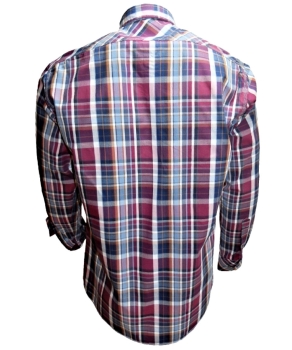 Preview: Marvelis Freizeithemd Langarm in beere blau weiss Karo