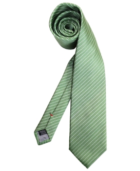 Pellens & Loick extralange SLIMFIT Krawatte grün silber Feinstreifen