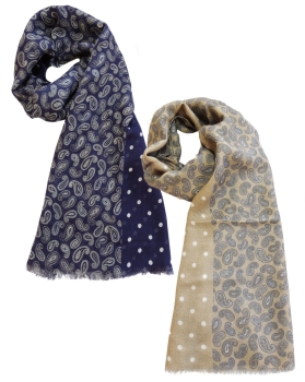 Pellens & Loick Made in Italy Schal Paisleys Punkte in 2 Farben 45x190 cm