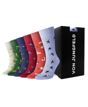 1 PAAR von Jungfeld Damensocken 6 Motive Wildtiere