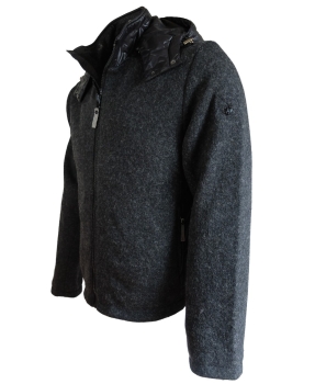 Preview: Radloff Jacke Strick-Stepp-Jacke mit abtrennbarer Kapuze anthrazit schwarz