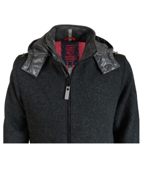 Preview: Radloff Jacke Strick-Stepp-Jacke mit abtrennbarer Kapuze anthrazit schwarz