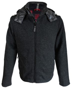 Radloff Jacke Strick-Stepp-Jacke mit abtrennbarer Kapuze anthrazit schwarz