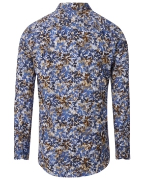 REDMOND Langarmhemd Casual Modern Fit braun multicolor Print Floral