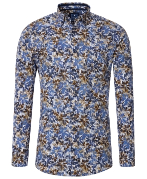 REDMOND Langarmhemd Comfort Fit braun multicolor Print Floral