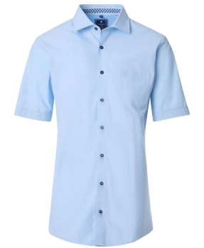 REDMOND Kurzarmhemd blau Slubgarn Struktur Casual Comfort Fit