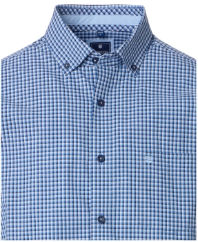 REDMOND Kurzarmhemd blau Kleinkaro Casual Comfort Fit