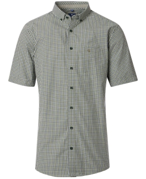 REDMOND Kurzarmhemd grün Kleinkaro Casual Comfort Fit